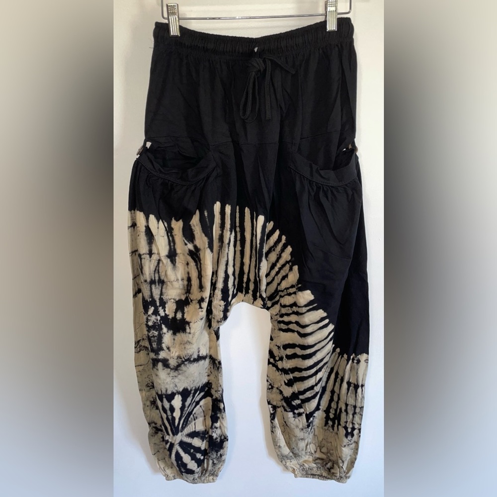 New Tie Dye Harem Pants Low Crotch Cotton Side Pockets